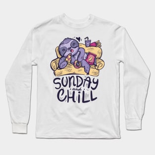 Awesome Funny Sloth Sunday And Chill Lazy Sloth Lover Long Sleeve T-Shirt